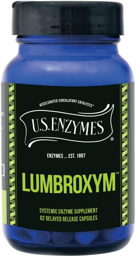 MHP Master Supplements US Enzymes Lumbroxym capsule bottle for digestive support and cardiovascular health.
