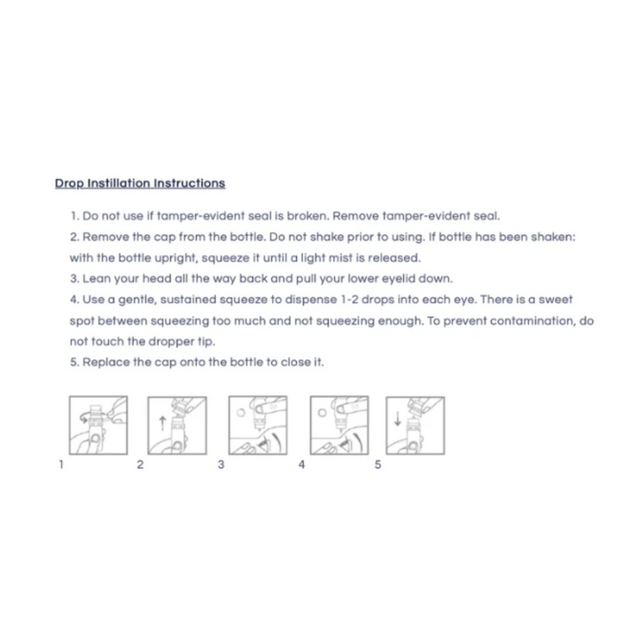 Drop instillation instructions for Eyeganics Organic Eye Drops 10mL. Steps for safe and effective eye drop application.