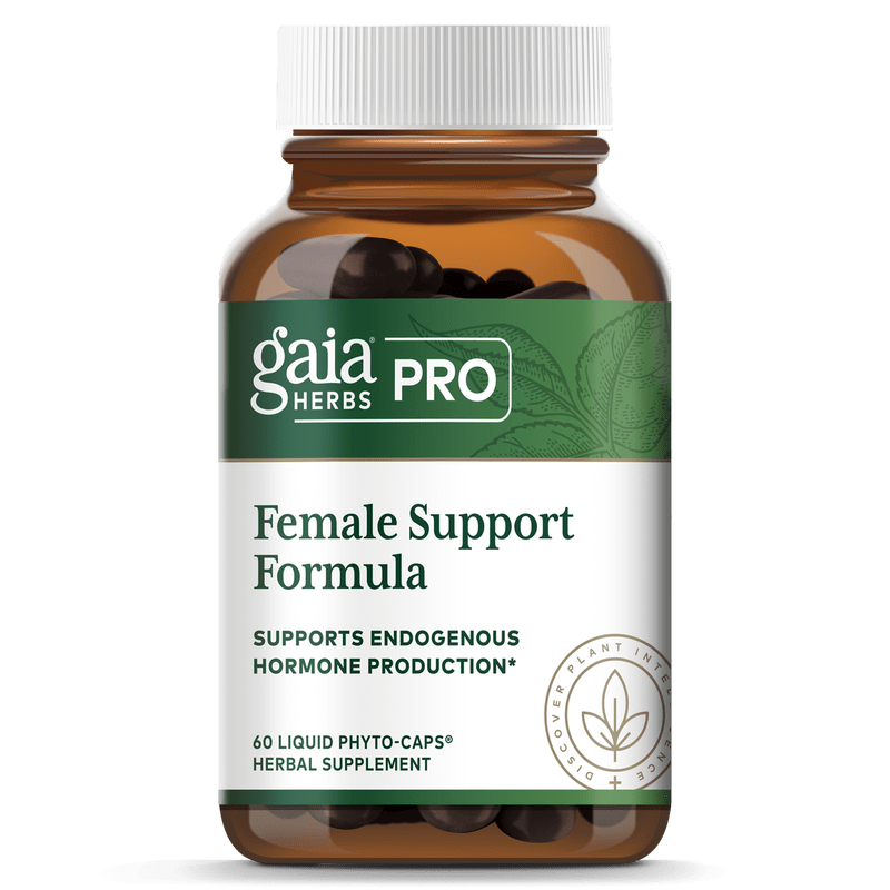 MHP Gaia Herbs Female Support Formula with Vitex and Black Cohosh in 60 capsules for hormone balance and female health.