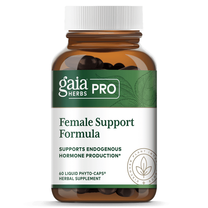 MHP Gaia Herbs Female Support Formula with Vitex and Black Cohosh in 60 capsules for hormone balance and female health.