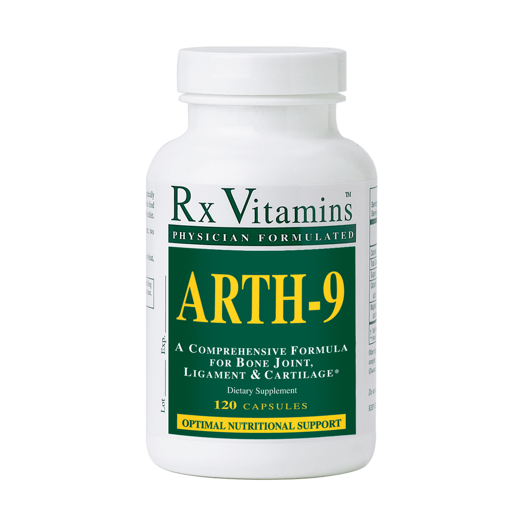 MHP Rx Vitamins for Human Arth 9 Joint Support capsules featuring glucosamine sulfate for healthy joint function and mobility.