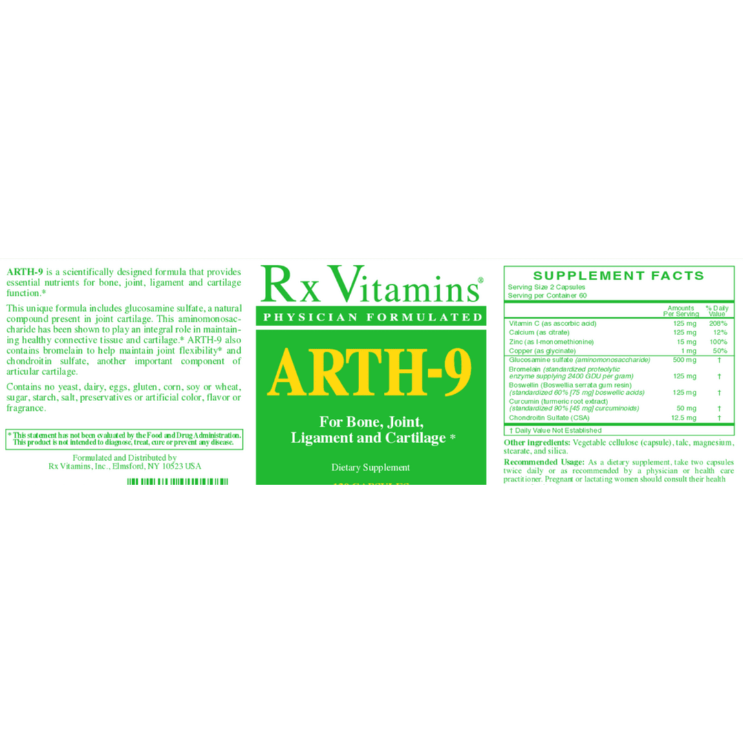 MHP Rx Vitamins for Human Arth 9 Joint Support, 120 capsules with glucosamine sulfate for joint health and mobility