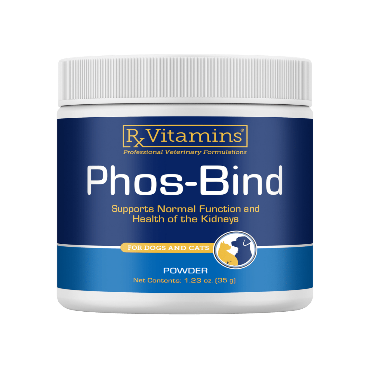 Rx Vitamins For Pets Phos-Bind Powder for kidney support in dogs and cats, 35g container.