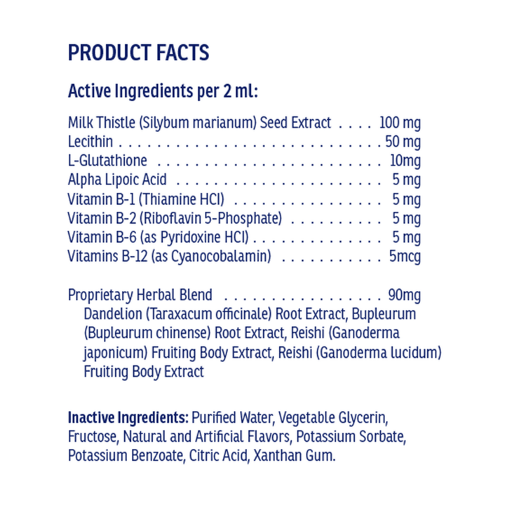 Rx Vitamins for Pets Hepato Liquid liver support supplement in bacon flavor, 4 oz bottle, for pet health and liver support.