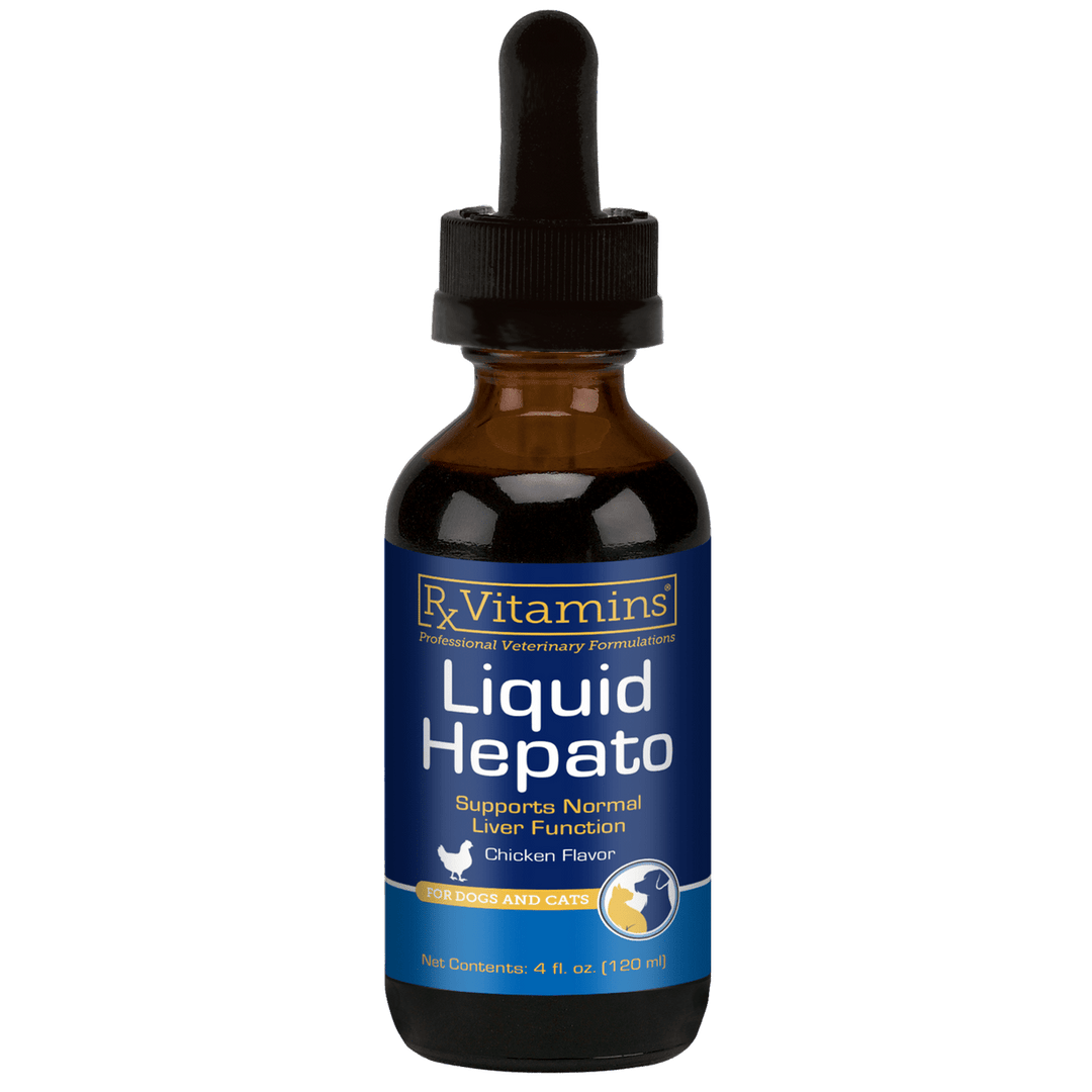 MHP Rx Vitamins For Pets Liquid Hepato Chicken Flavor supplement for pets in 4 fl oz bottle, pet vitamins and supplements.