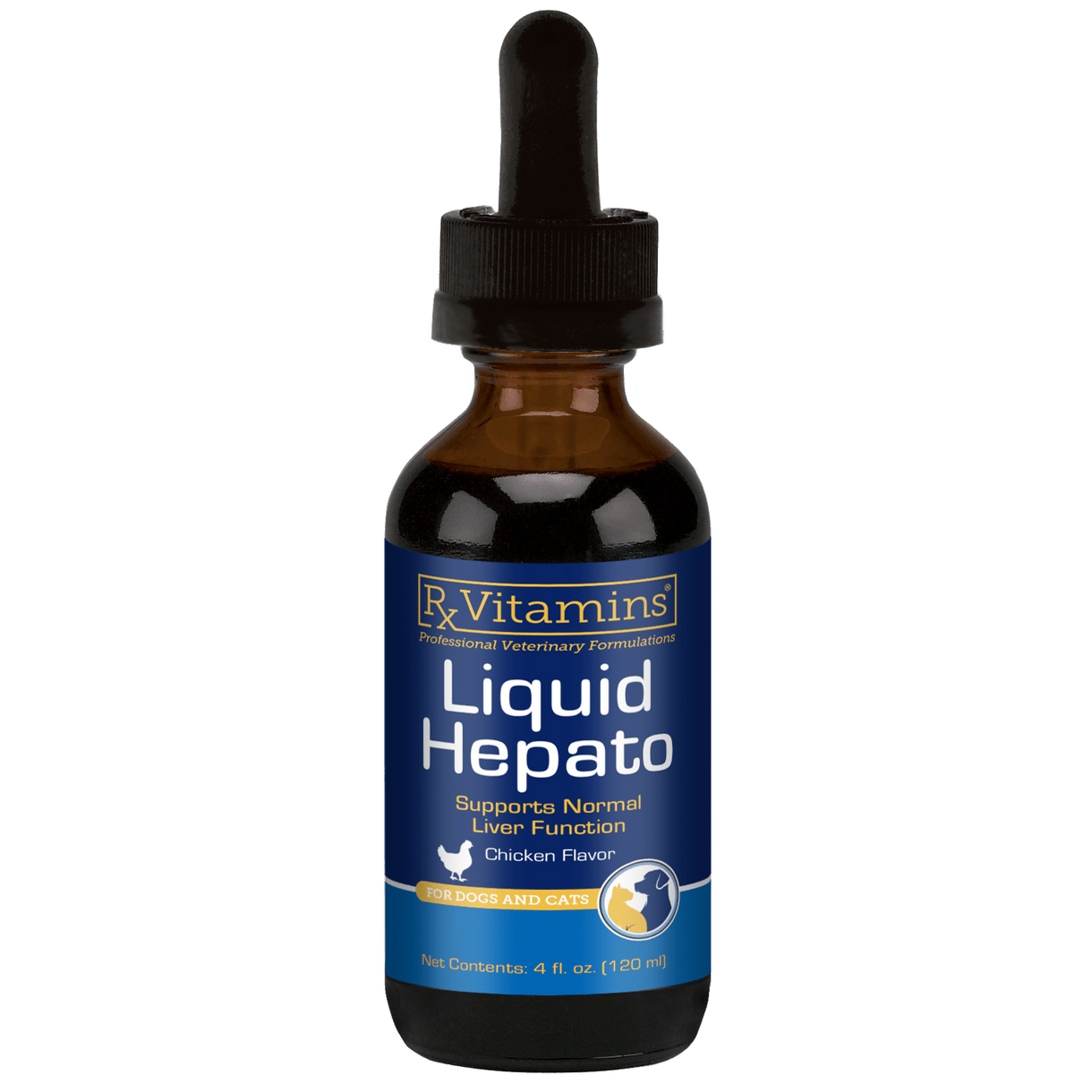 MHP Rx Vitamins For Pets Liquid Hepato Chicken Flavor supplement for pets in 4 fl oz bottle, pet vitamins and supplements.