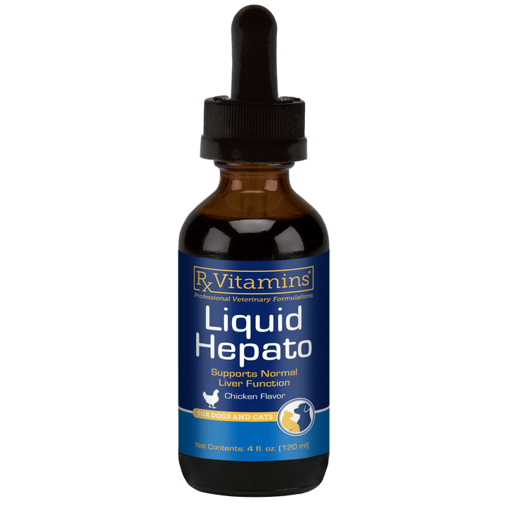 MHP Rx Vitamins For Pets Liquid Hepato Chicken Flavor supplement for pets in 4 fl oz bottle, pet vitamins and supplements.