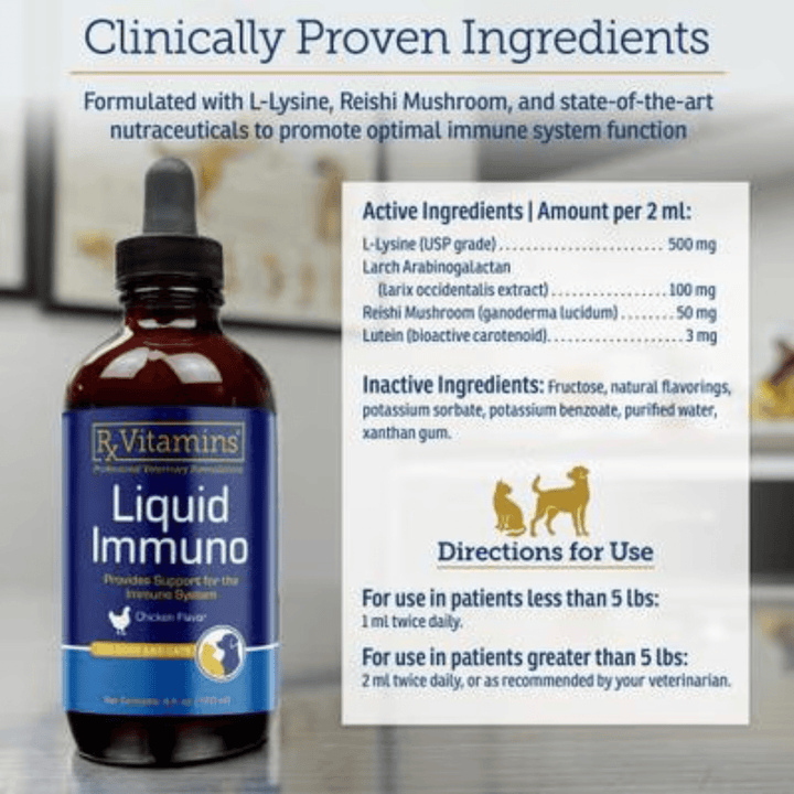 Rx Vitamins For Pets Liquid Immuno Chicken Flavor 2 Oz For Dog and Cat - POWER FIT SHOP — Powering Preparedness, Health &amp; Home