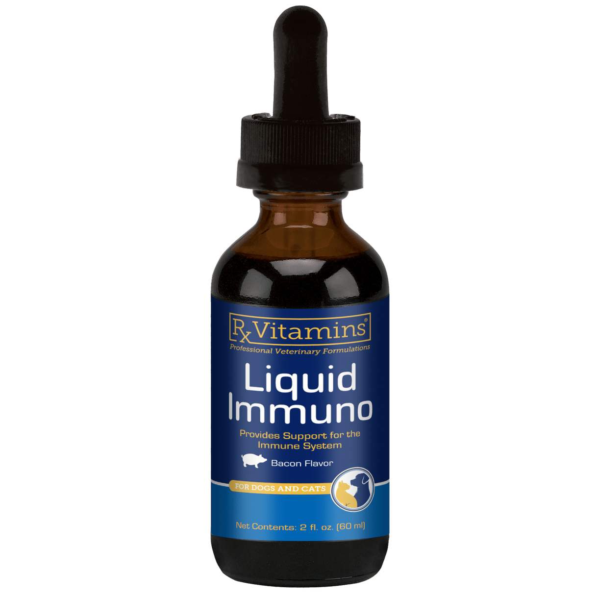 MHP Rx Vitamins for Pets Liquid Immuno Original 2 oz natural pet supplement bottle with dropper for immune support