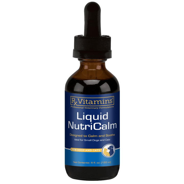 MHP Rx Vitamins For Pets Liquid Nutricalm dietary supplement for animals, 4 oz bottle with dropper for pet health support.