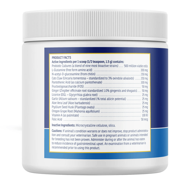 Rx Vitamins for Pets NutriGest Powder in 4.65 oz container, supplement for bowel health in dogs and cats, by MHP