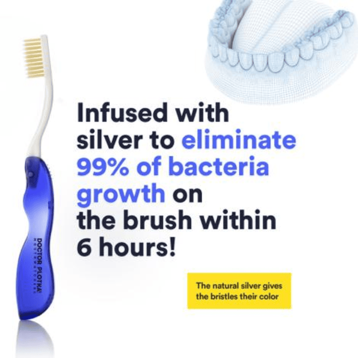 MHP Mouthwatchers travel folding toothbrush with compact design and protective cover for convenient dental hygiene on the go.