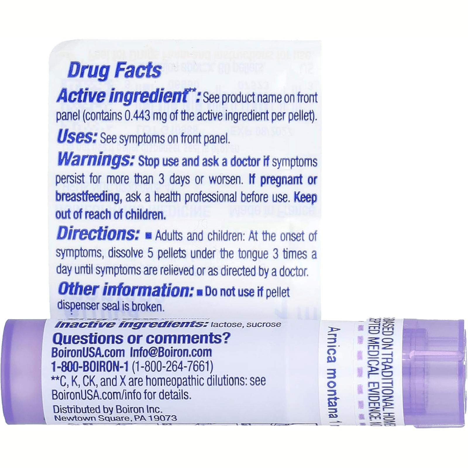 MHP Boiron Arnica Montana 1M herbal supplement in 80 pellets for muscle pain relief and natural healing.