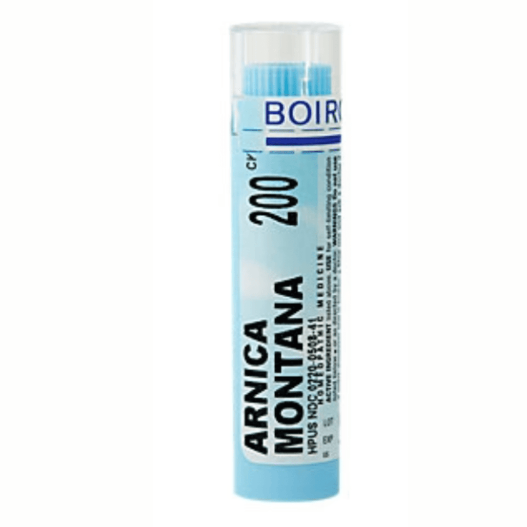 Boiron Arnica Montana 200C muscle ache support pellets from MHP, natural vitamins and supplements for muscle relief.