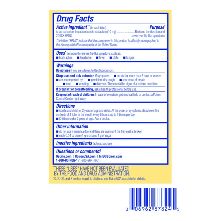 Boiron Laboratories Oscillococcinum 30 Doses For Body Aches and Headache - POWER FIT SHOP — Powering Preparedness, Health &amp; Home