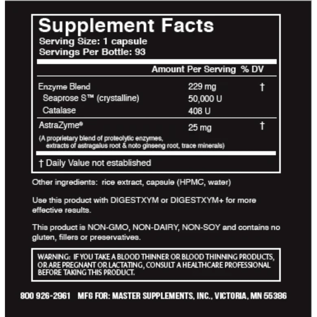 MHP Master Supplements US Enzymes Seaxym 93 capsules bottle, digestive enzyme supplement for better digestion and gut health