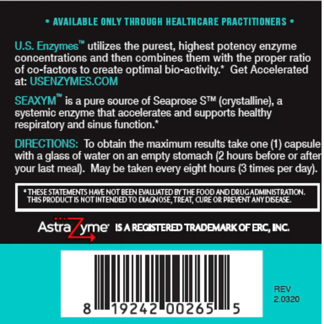 MHP Master Supplements US Enzymes Seaxym 93 capsules bottle aiding digestion with natural digestive enzymes.