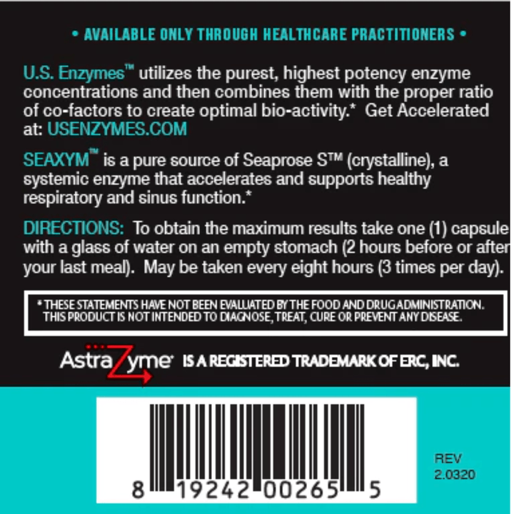 MHP Master Supplements US Enzymes Seaxym 93 capsules bottle aiding digestion with natural digestive enzymes.