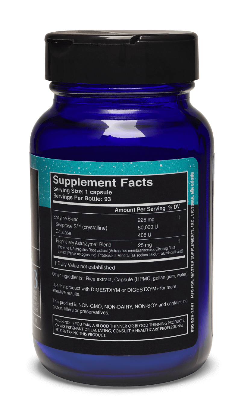 MHP Master Supplements US Enzymes Seaxym 93 capsules bottle, digestive enzyme supplement for improved digestion.