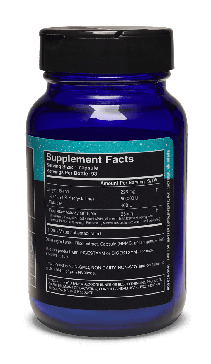 MHP Master Supplements US Enzymes Seaxym 93 capsules bottle, digestive enzyme supplement for improved digestion.