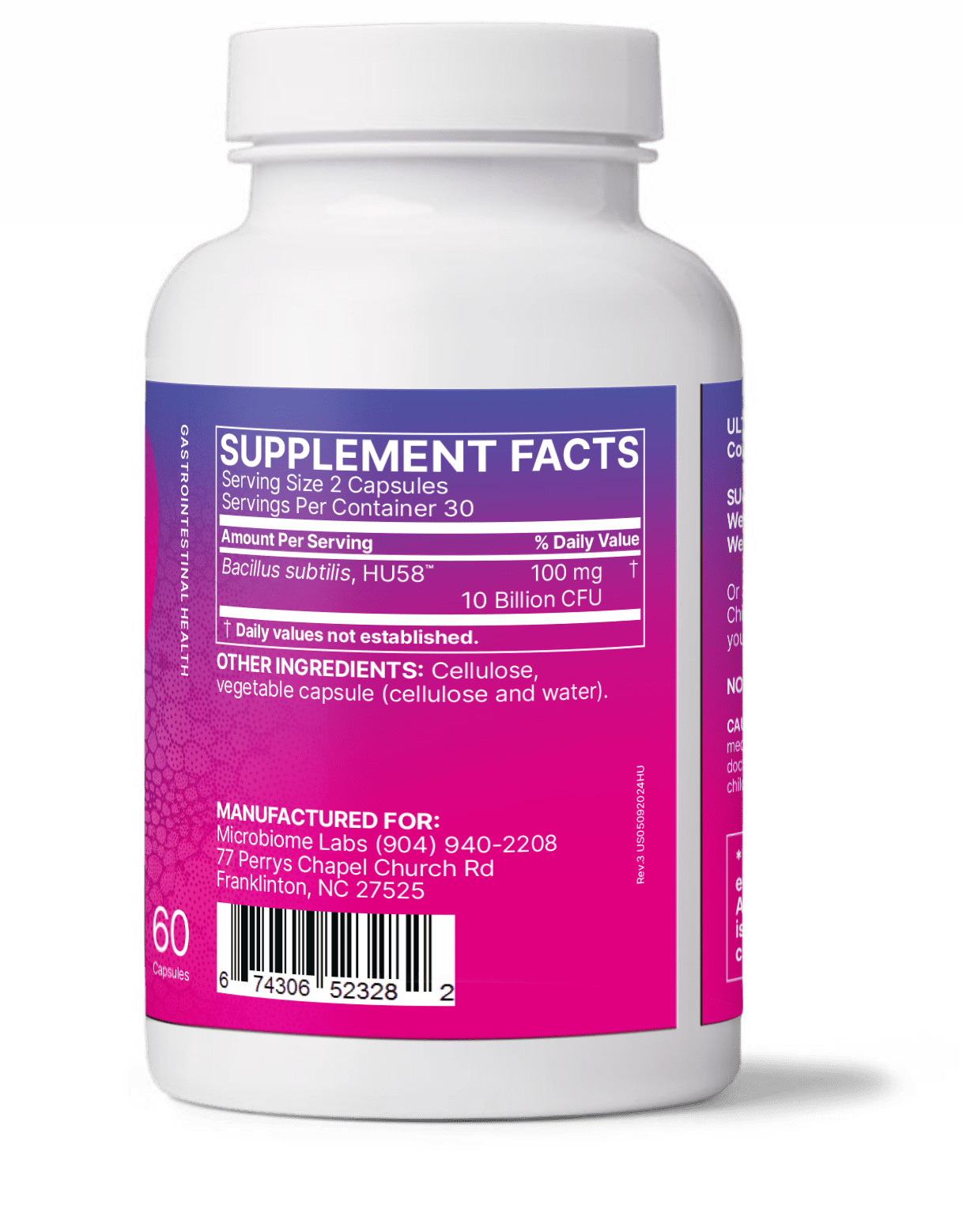 Microbiome Labs HU58 Probiotic 60 Caps Supports Microflora Balance - POWER FIT SHOP — Powering Preparedness, Health & Home