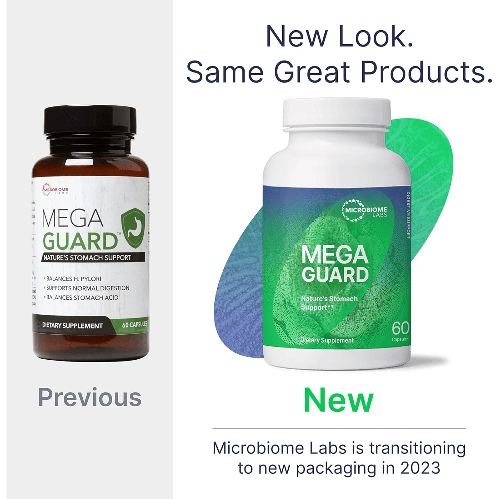 MHP Microbiome Labs MegaGuard digestive support capsules, dietary supplement for gut health, 60 capsules.