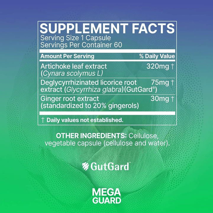 MHP Microbiome Labs MegaGuard digestive support capsules, dietary supplement for gut health, 60 capsules.