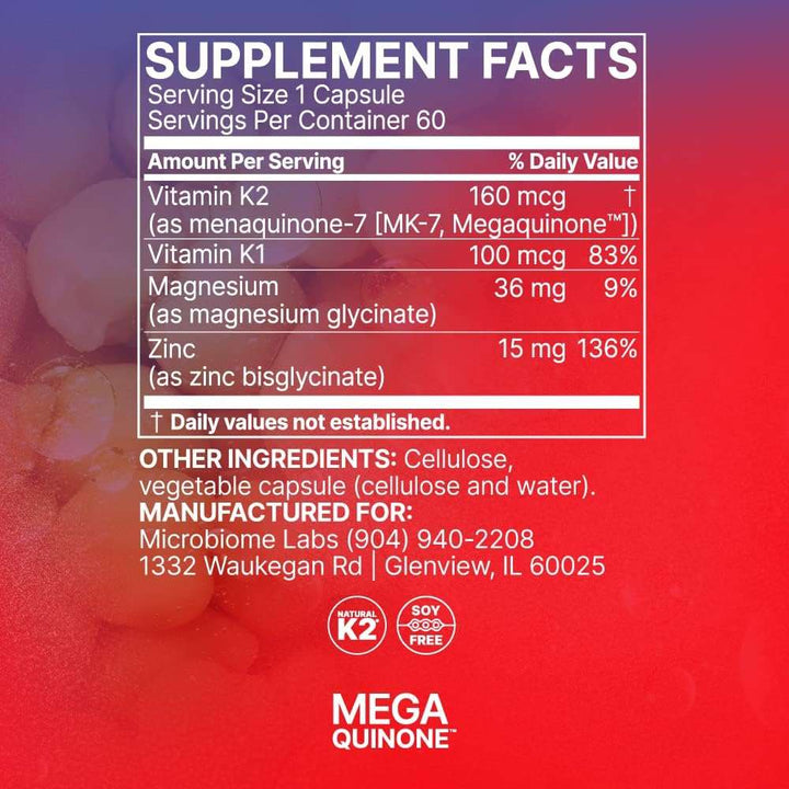 Microbiome Labs MegaQuinone K2 - 7 Probiotic 60 Caps Support Bone Health - POWER FIT SHOP — Powering Preparedness, Health &amp; Home