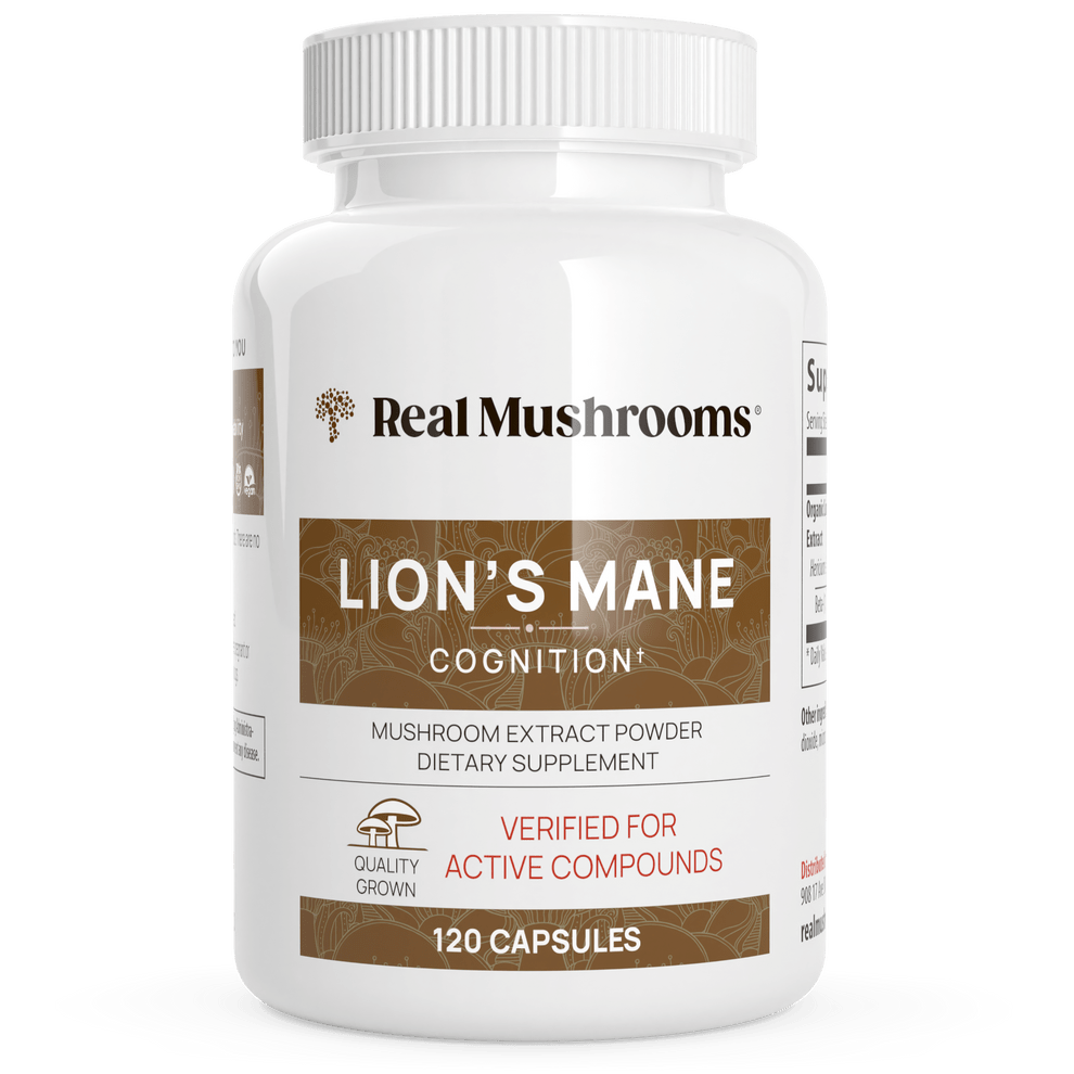 Real Mushrooms Lions Mane Extract Brain and Memory Support 120 Caps - POWER FIT SHOP — Powering Preparedness, Health & Home