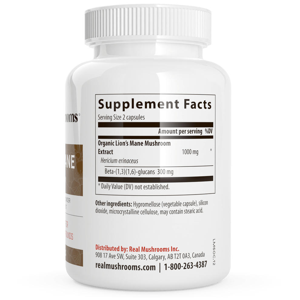 Real Mushrooms Lions Mane Extract Brain and Memory Support 120 Caps - POWER FIT SHOP — Powering Preparedness, Health &amp; Home