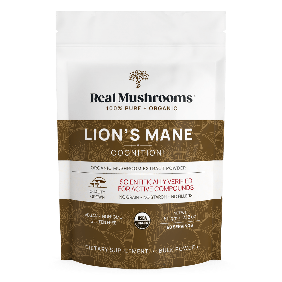 Real Mushrooms Lions Mane Mushroom Extract 60g Brain Health Support - POWER FIT SHOP — Powering Preparedness, Health & Home