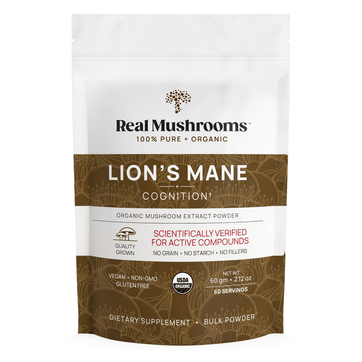Real Mushrooms Lions Mane Mushroom Extract 60g Brain Health Support - POWER FIT SHOP — Powering Preparedness, Health &amp; Home