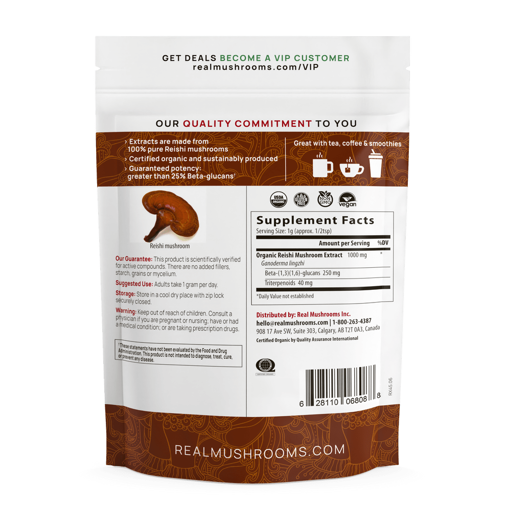 Real Mushrooms Reishi Mushroom Extract Bulk Powder 45 Grams - POWER FIT SHOP — Powering Preparedness, Health & Home