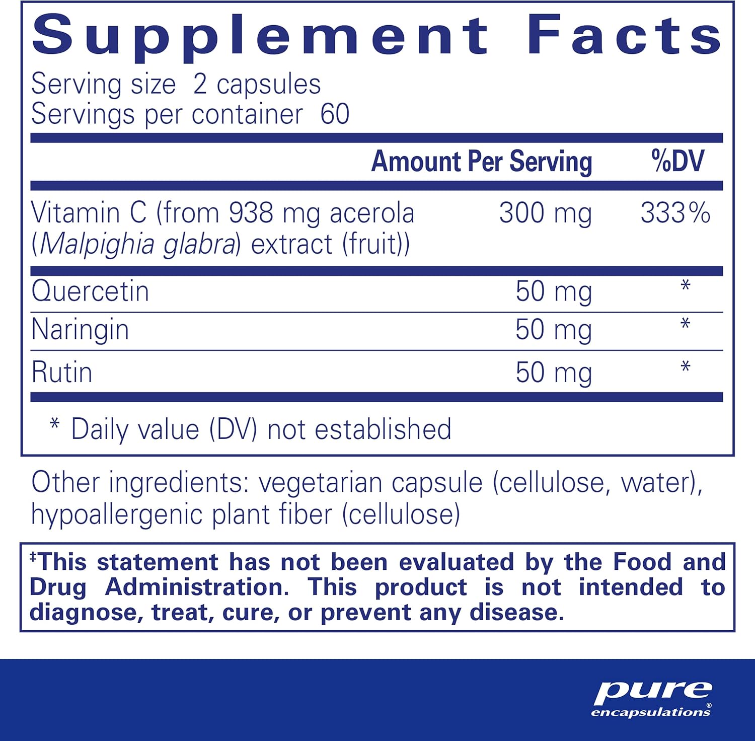 Pure Encapsulations Acerola Flavonoid supplement bottle with 120 capsules, botanical immune support for immune function.