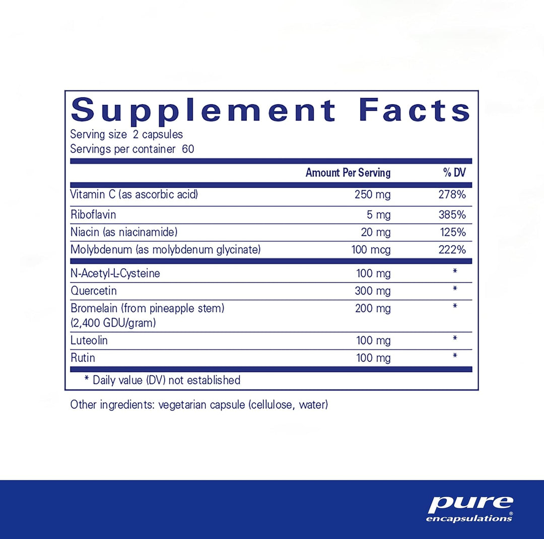 Pure Encapsulations Hist Reset botanical immune support capsules, designed to promote nasal and respiratory health, in a white bottle.