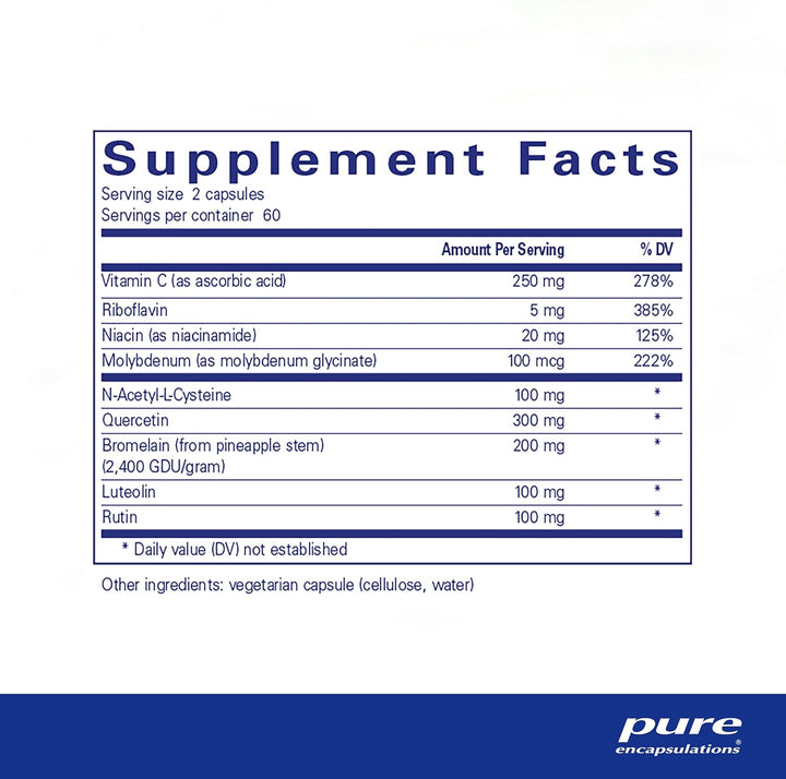 Pure Encapsulations Hist Reset botanical immune support capsules, designed to promote nasal and respiratory health, in a white bottle.