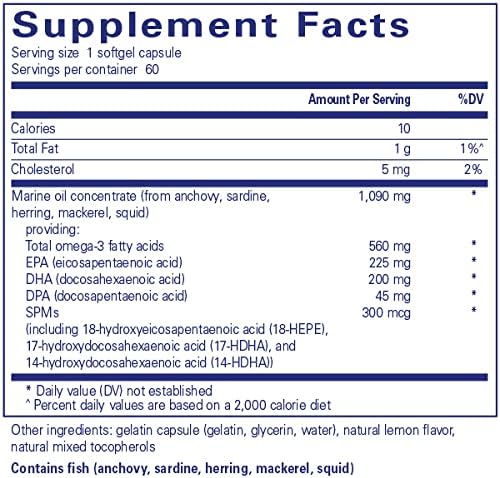 Pure Encapsulations Pro Resolve Omega softgels for heart and joint health, botanical immune support supplement, 60 softgels.