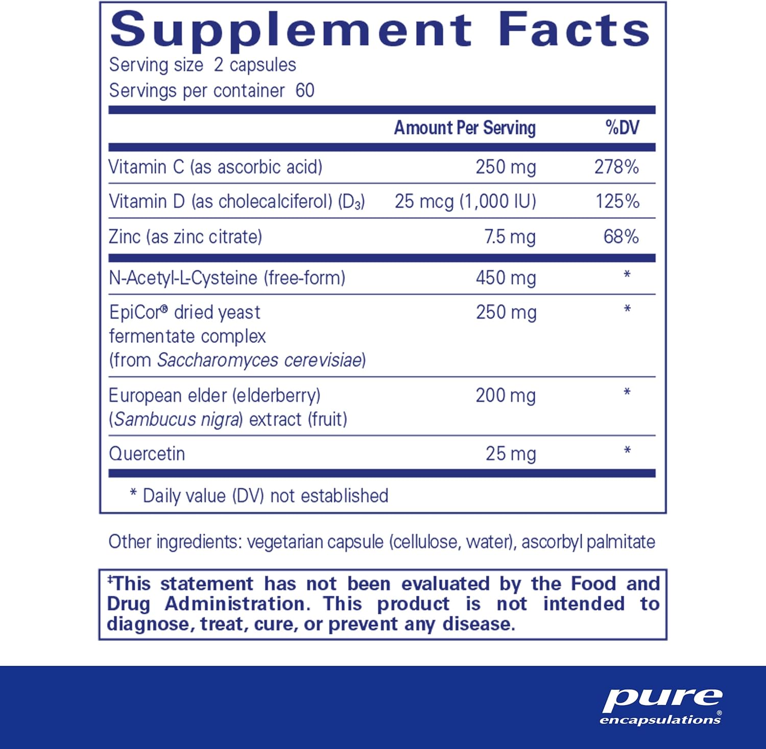 Pure Encapsulations PureDefense NAC supplement bottle showing 120 capsules for immune and respiratory health support.