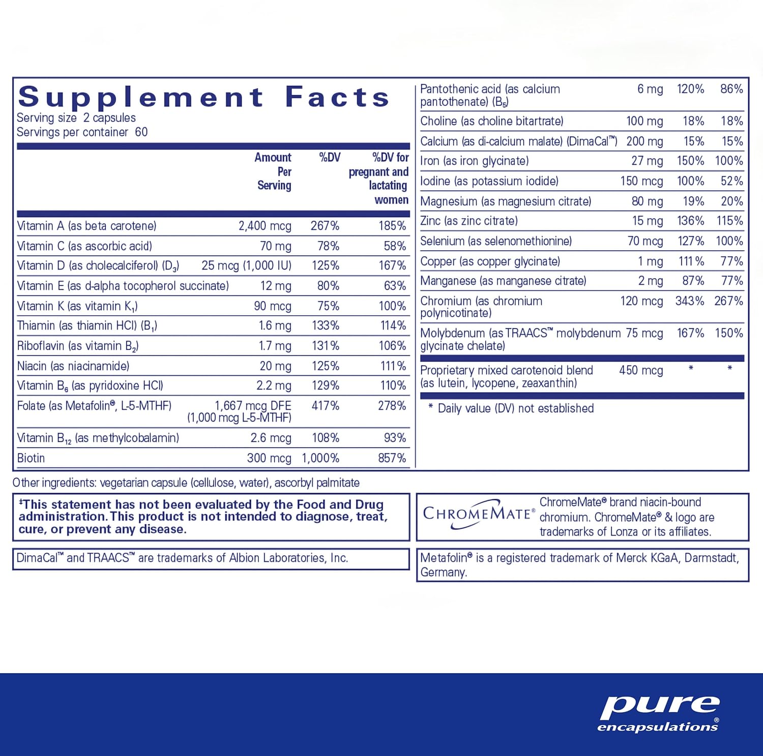 Pure Encapsulations Prenatal Nutrients detox support supplement bottles with 120 capsules for pregnancy wellness.