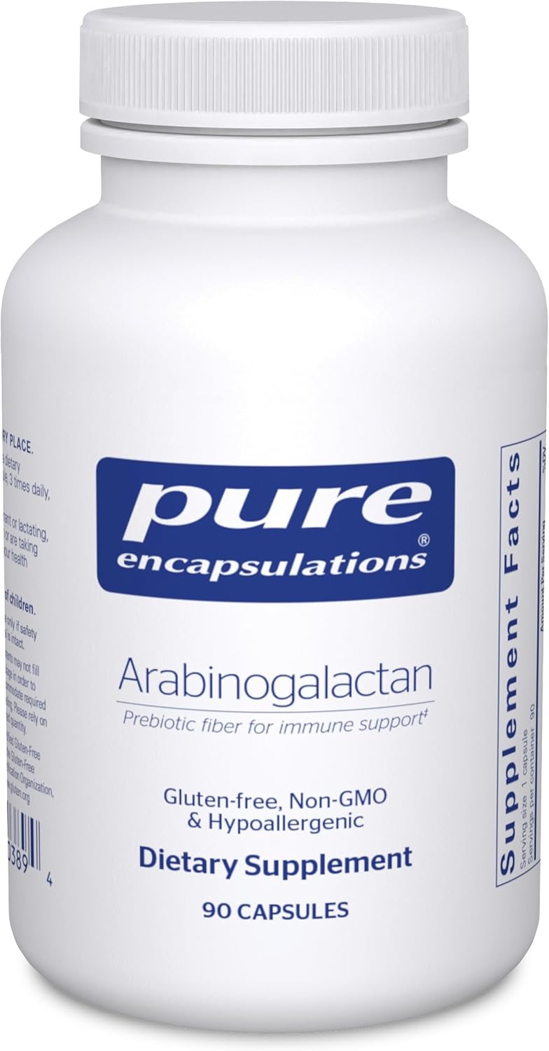 Pure Encapsulations Arabinogalactan dietary supplement capsules for liver and immune support, 90 capsules.