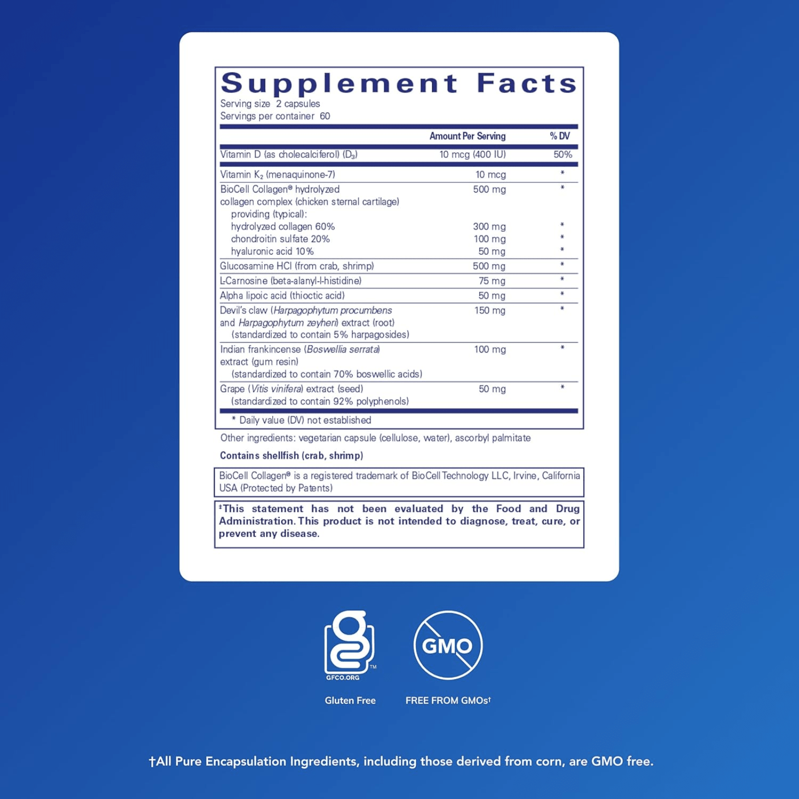Pure Encapsulations DiscFlex dietary supplement capsules for spine and joint support, 120 capsules.
