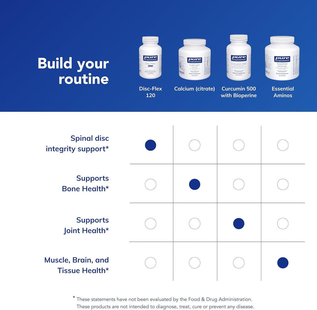Pure Encapsulations DiscFlex dietary supplement capsules for spine and joint support, 120 capsules, natural health product.