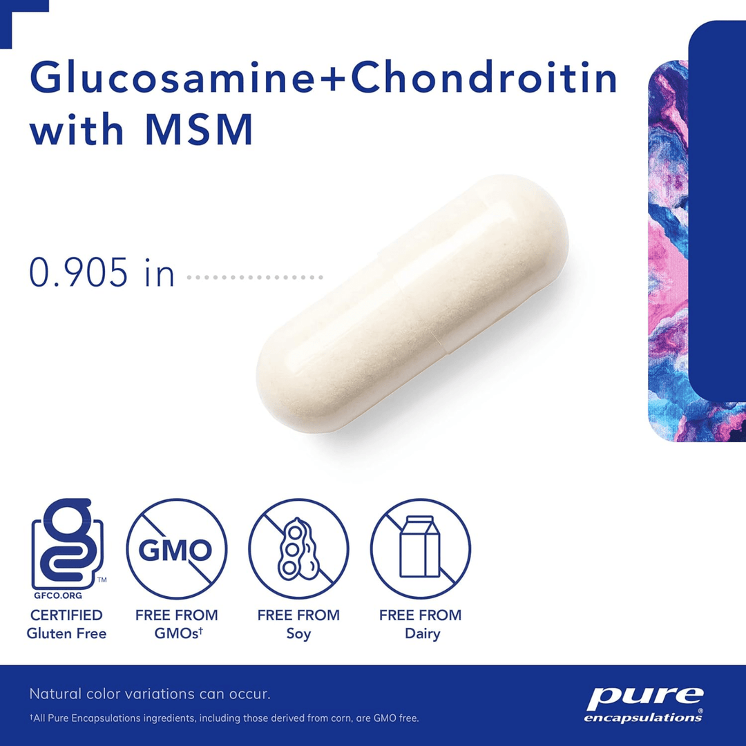 Pure Encapsulations Glucosamine Chondroitin MSM joint support capsules, dietary supplement for joint health, 120 capsules.