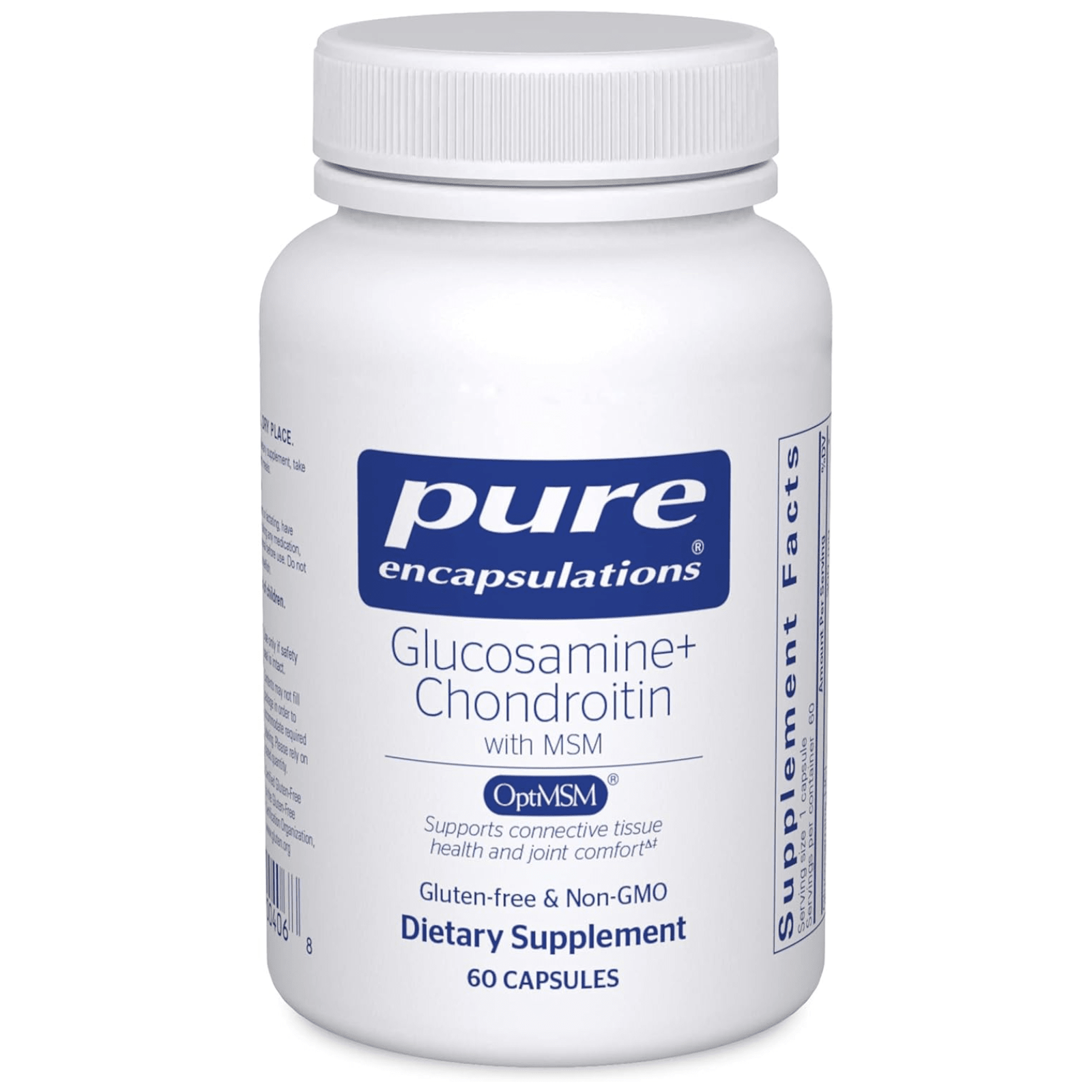 Pure Encapsulations Glucosamine Chondroitin MSM dietary supplement capsules for joint support, 60 count.