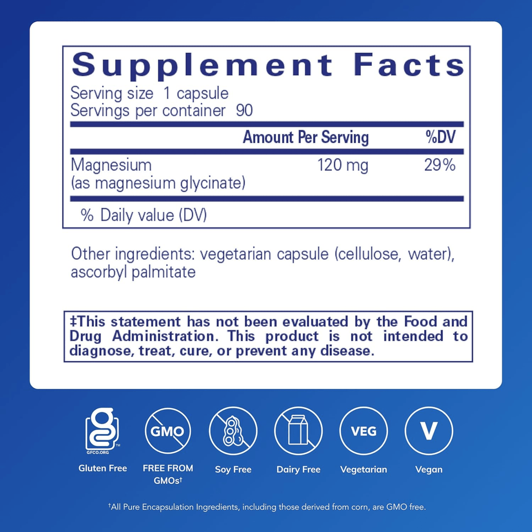 Pure Encapsulations Magnesium Citrate Malate dietary supplement capsules for energy support, 90 capsules in the bottle.