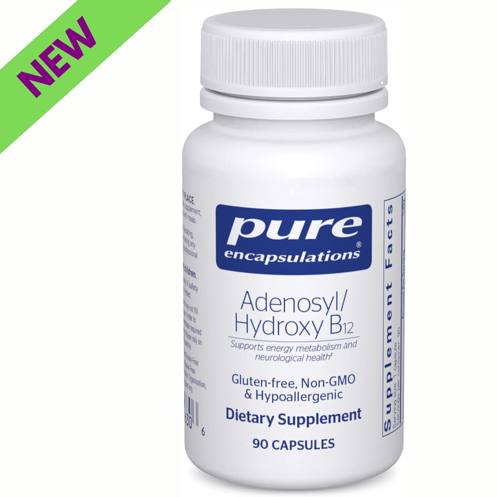Pure Encapsulations Adenosyl Hydroxy B12 dietary supplement capsules for brain energy support, 90 capsules.