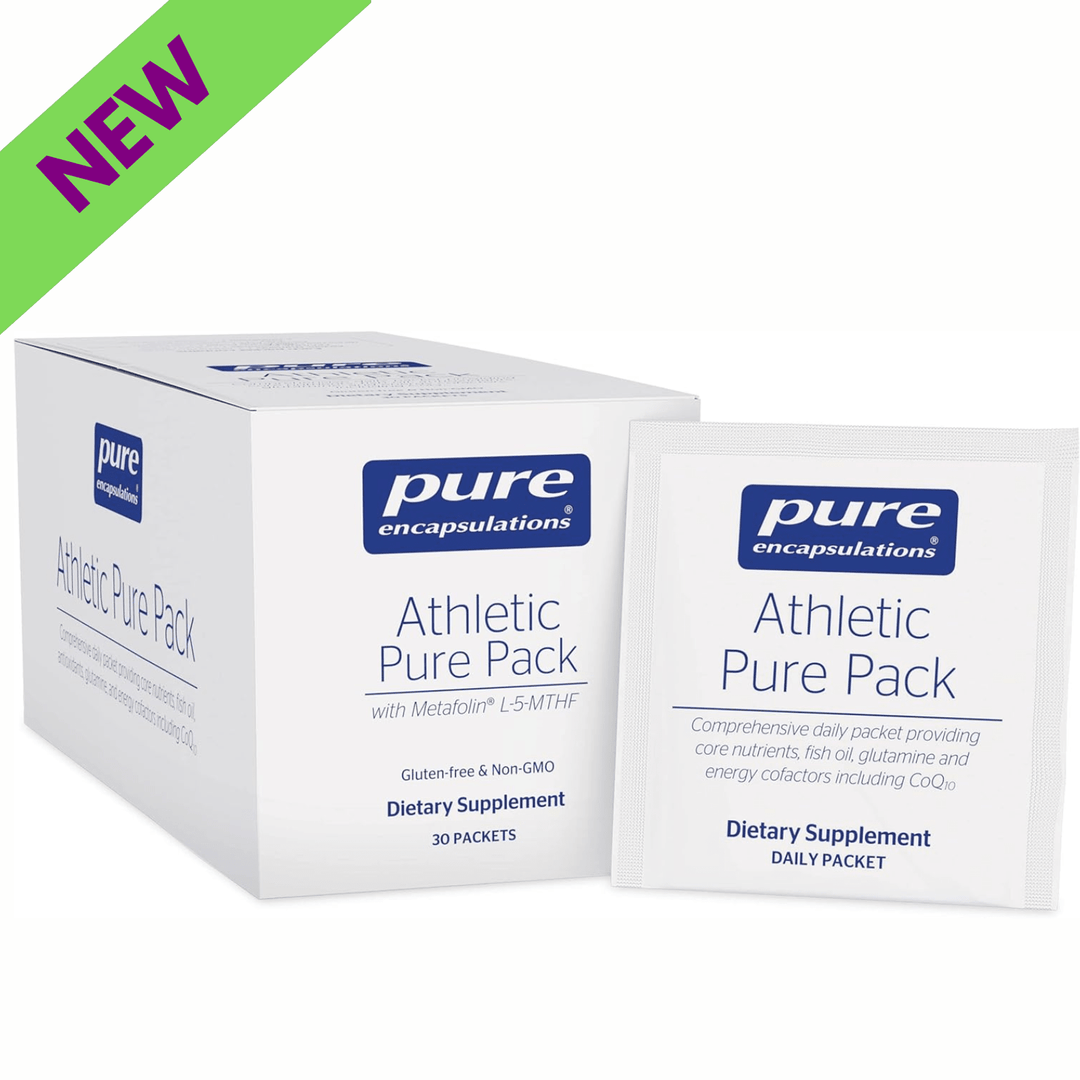 Pure Encapsulations Athletic Pure Pack dietary supplement packets for energy recovery, 30-pack, with natural ingredients.