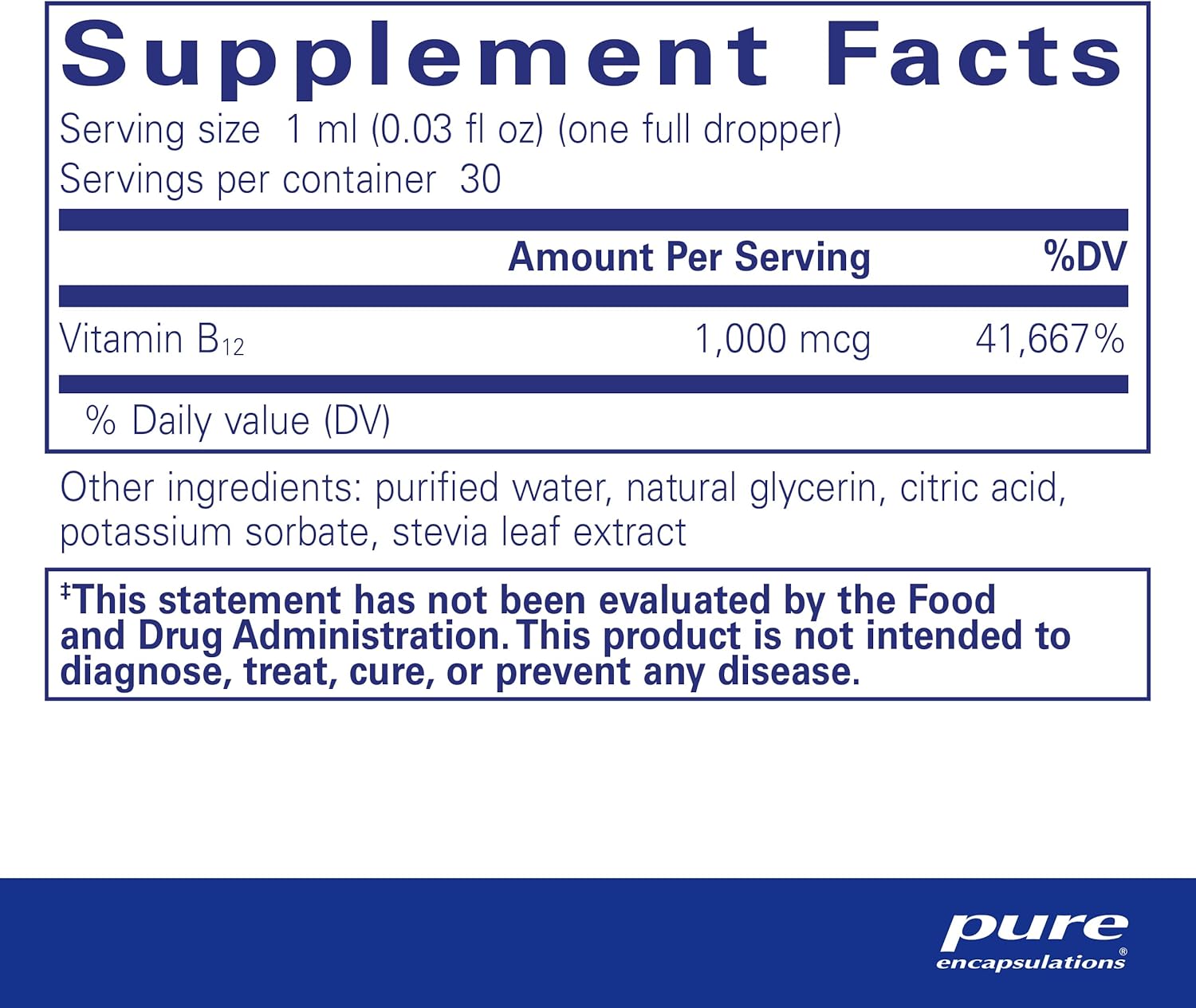 Pure Encapsulations B12 Liquid dietary supplement for energy, nerve, and immune support in a 1 fl oz bottle.