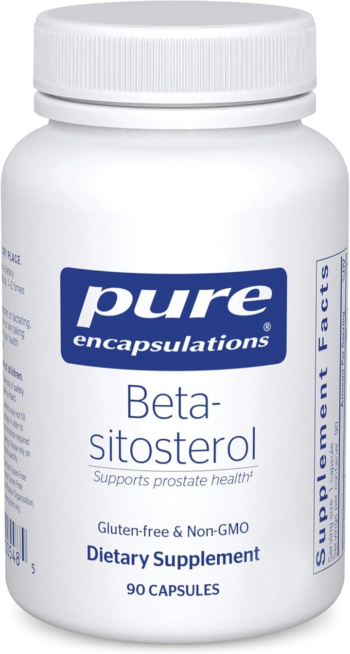 Pure Encapsulations Beta Sitosterol dietary supplement capsules supporting urinary flow and prostate health.