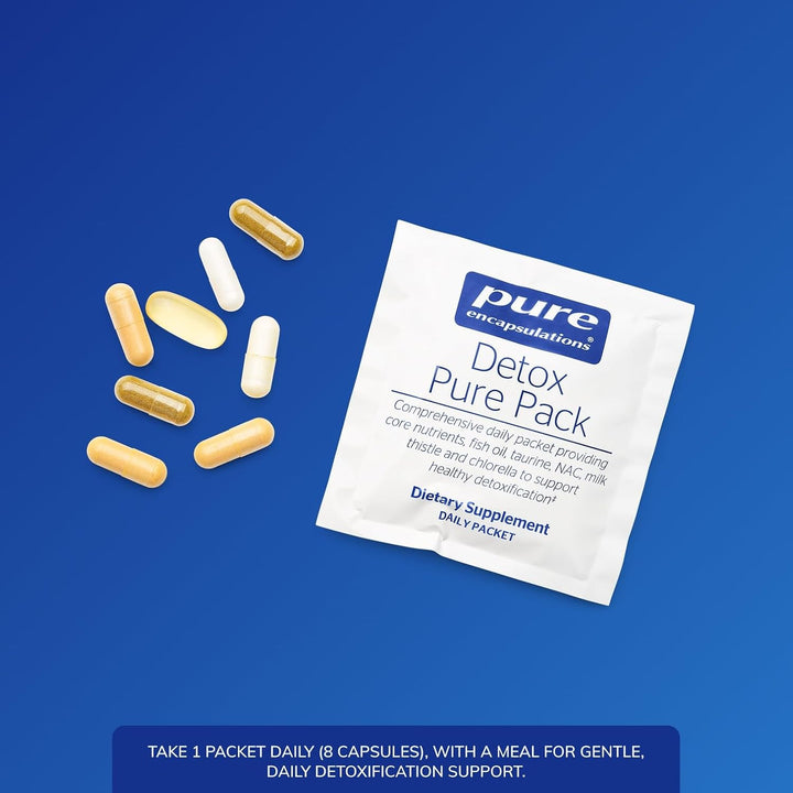 Pure Encapsulations Detox Pure Pack dietary supplement with 30 packets for daily cleanse and support.